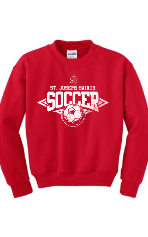 Youth Crewneck Sweatshirt with Vinyl STJ Soccer Gildan 18000B