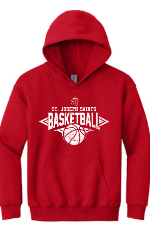 Youth Hooded Sweatshirt with Vinyl STJ Basketball Gildan 18500B