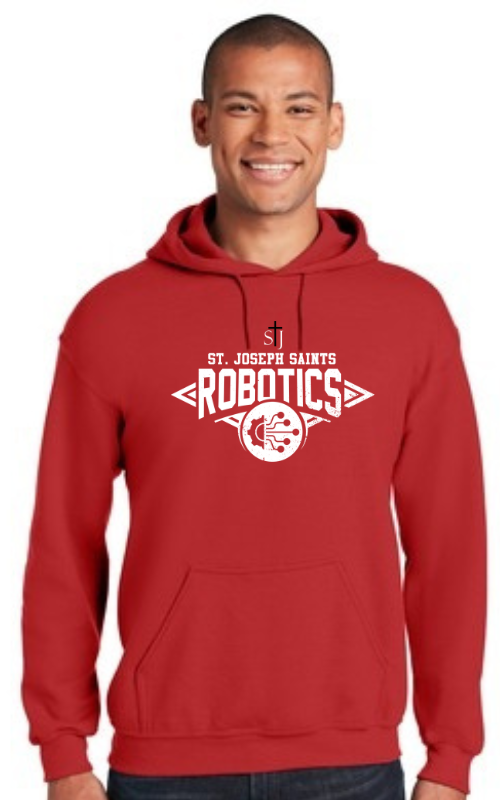 Adult Hooded Sweatshirt with Vinyl STJ Academic Team Logo 18500