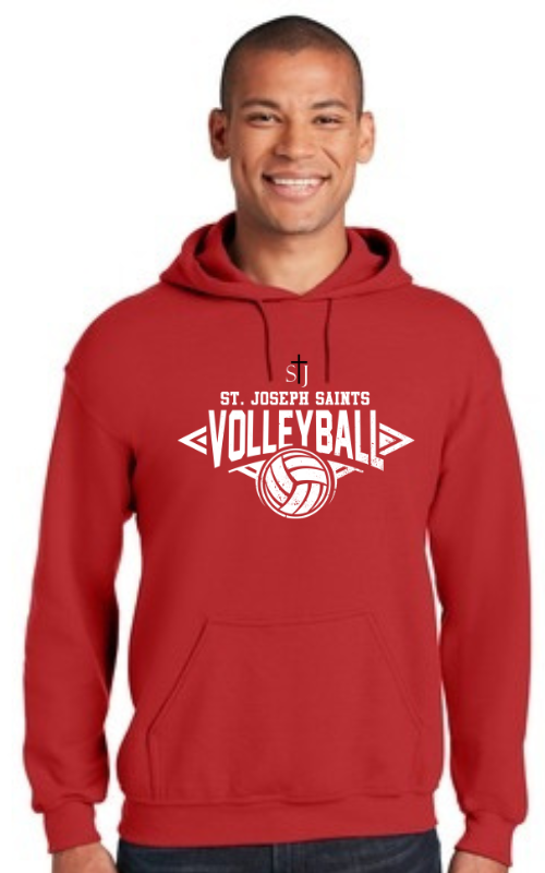 Adult Hooded Sweatshirt with Vinyl STJ Volleyball 18500