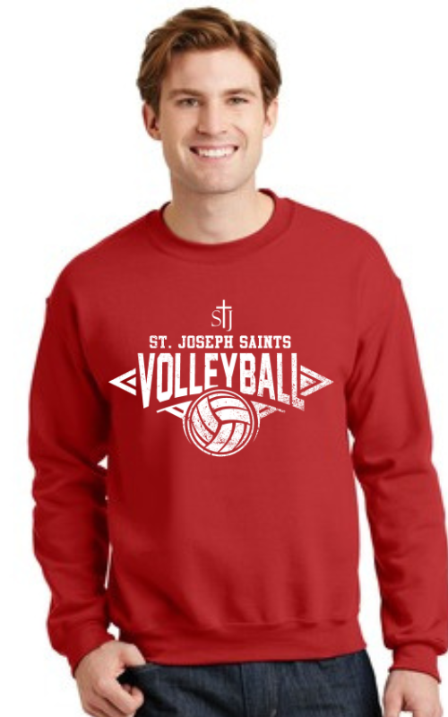 Adult Crewneck Sweatshirt with Vinyl STJ Volleyball Gildan 18000