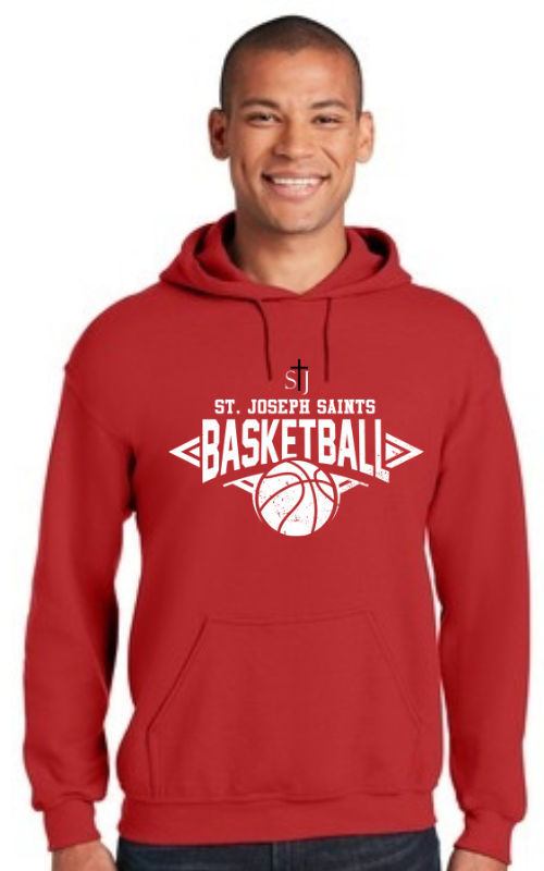 Adult Hooded Sweatshirt with Vinyl STJ Basketball 18500