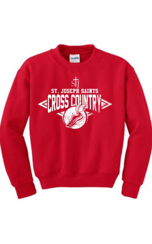 Youth Crewneck Sweatshirt with Vinyl STJ Cross Country Gildan 18000B