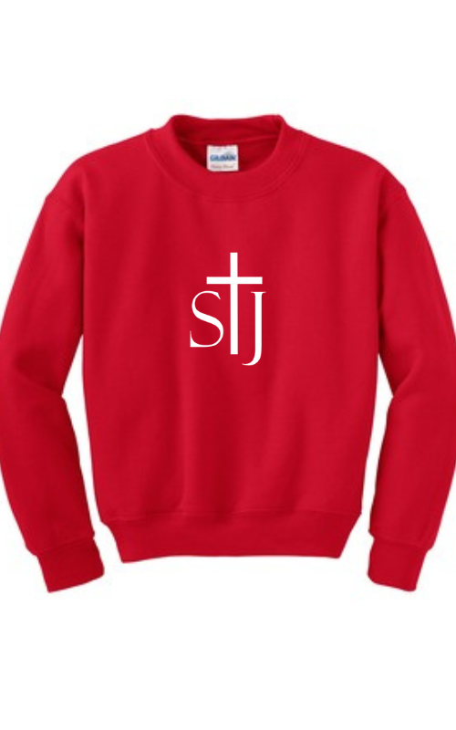 Youth Crewneck Sweatshirt with Vinyl STJ Logo Gildan 18000B
