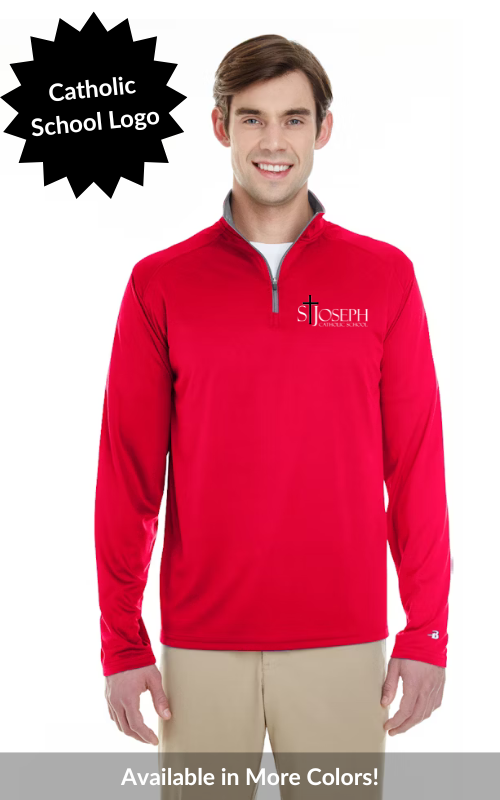 Catholic School Adult 1/4-Zip Pullover Jacket with Embroidered STJ Logo 4102