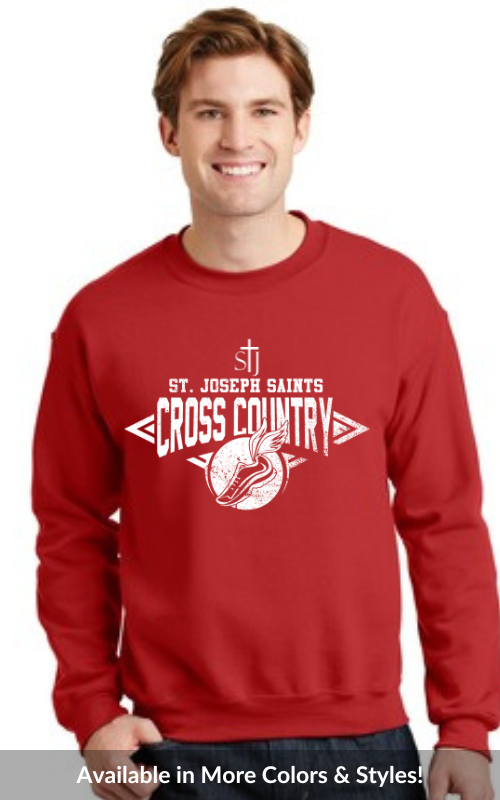Adult Crewneck Sweatshirt with Vinyl STJ Cross Country Gildan 18000