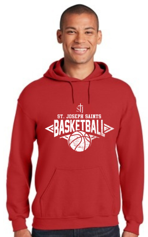 Adult Hooded Sweatshirt with Vinyl STJ Basketball Gildan 18500