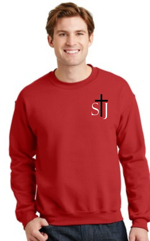 Adult Crewneck Sweatshirt with Embroidered STJ Logo 18000