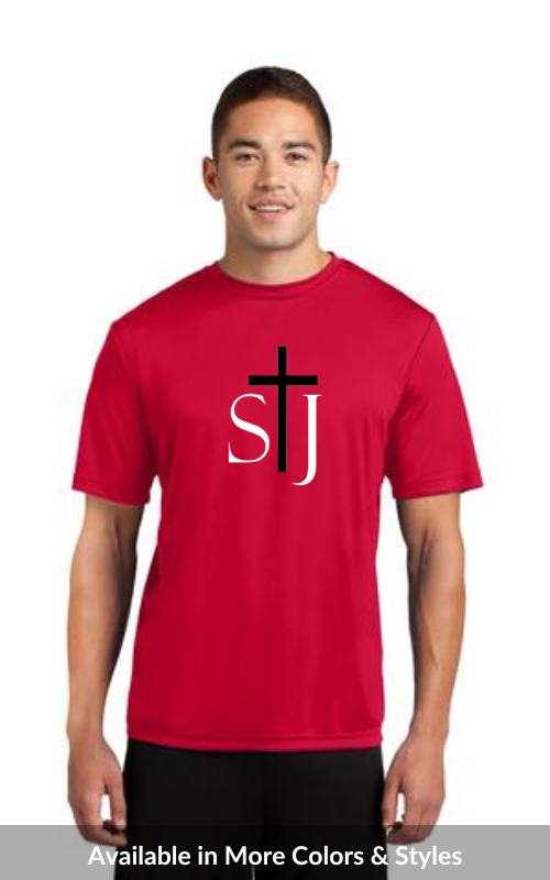 Adult Short Sleeve Athletic T-Shirt with Large Chest STJ Logo ST350