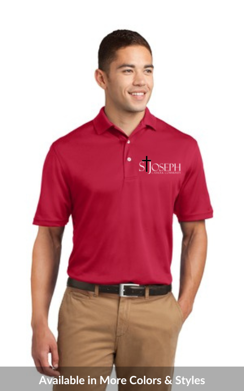 Adult Short Sleeve Athletic Dri-Mesh® Polo with Embroidered STJ Catholic Community Logo K469