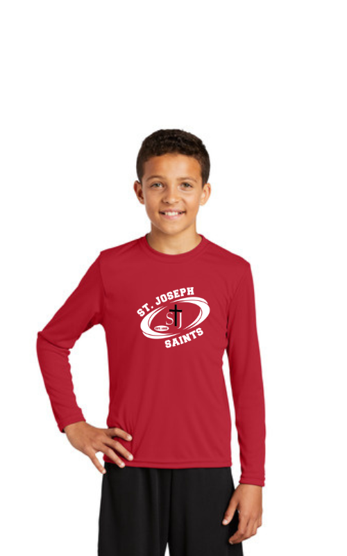 Youth Long Sleeve Athletic Tee with STJ Oval Logo YST350LS