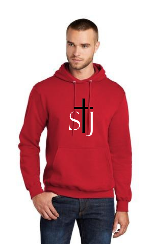 Adult TALL Fleece Pullover Hoodie with STJ Logo PC78HT