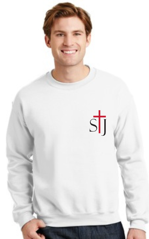 Adult Crewneck Sweatshirt with Embroidered STJ Gildan 18000
