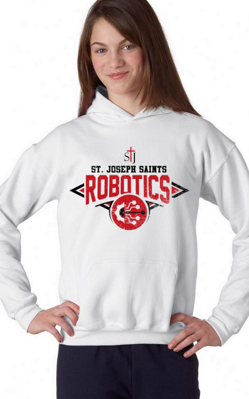 Youth Hooded Sweatshirt with Vinyl STJ Robotics Gildan 18500B