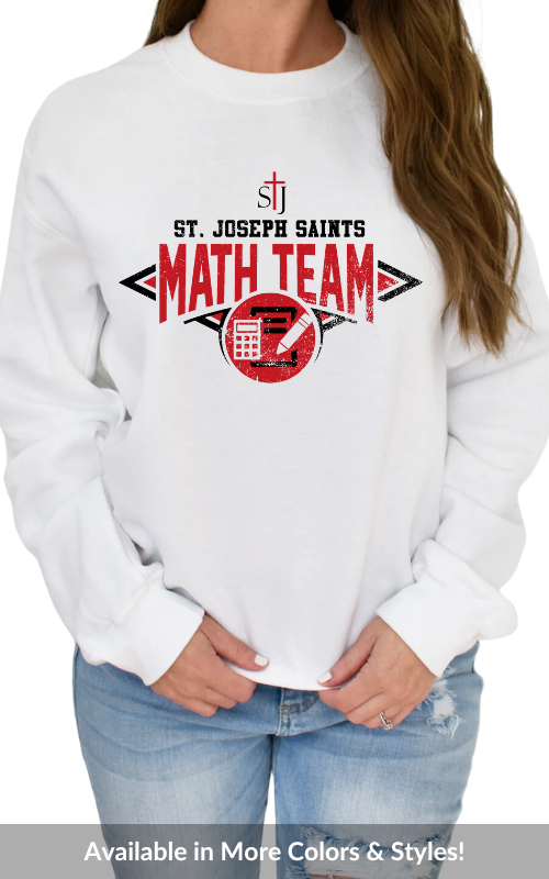 Adult Crewneck Sweatshirt with Vinyl STJ Math Team Gildan 18000