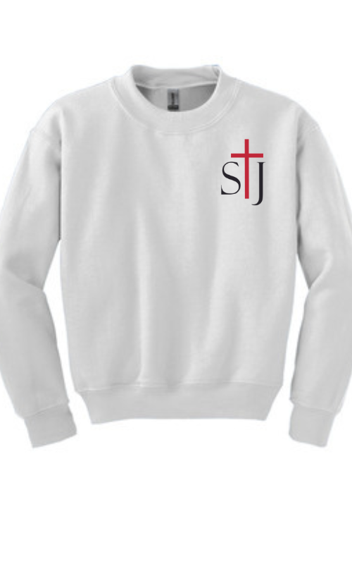 Youth Crewneck Sweatshirt with Embroidered STJ Logo Gildan 18000B