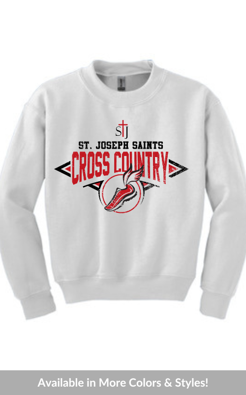 Youth Crewneck Sweatshirt with Vinyl STJ Cross Country Gildan 18000B