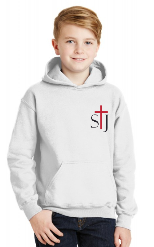 Youth Hooded Sweatshirt with Embroidered STJ Logo Gildan 18500B