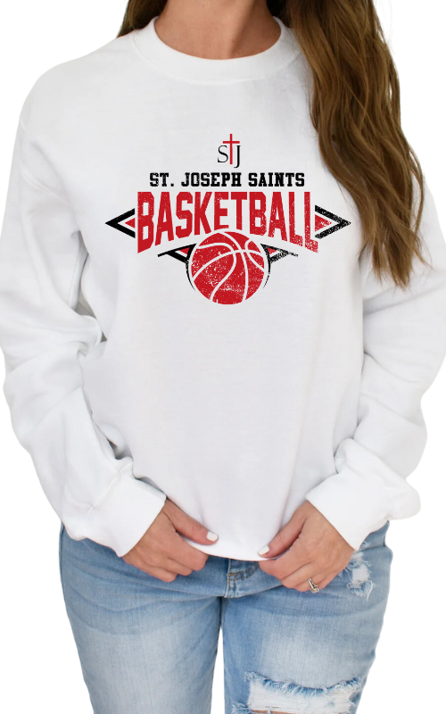Adult Crewneck Sweatshirt with Vinyl STJ Basketball Gildan 18000