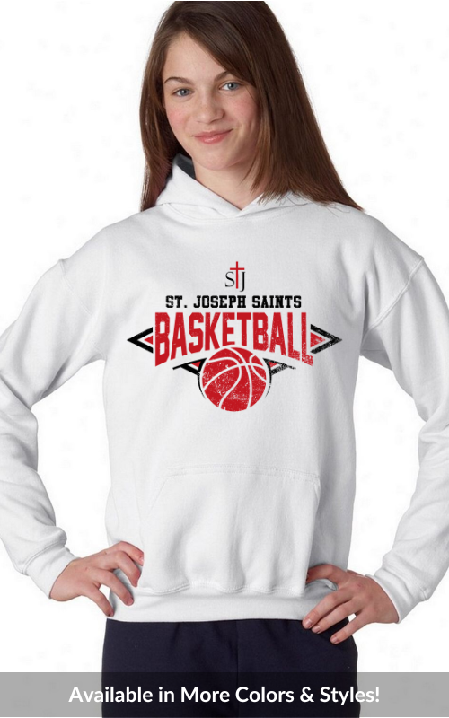 Youth Hooded Sweatshirt with Vinyl STJ Basketball Gildan 18500B