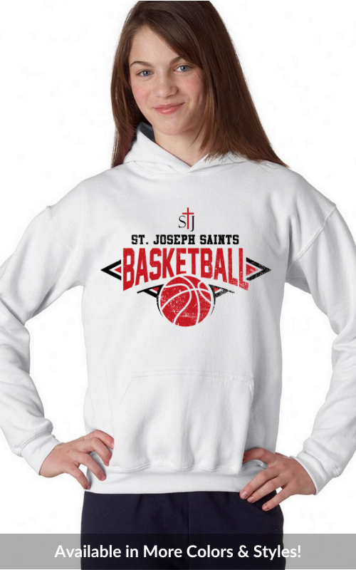 Youth Hooded Sweatshirt with Vinyl STJ Basketball 18500B