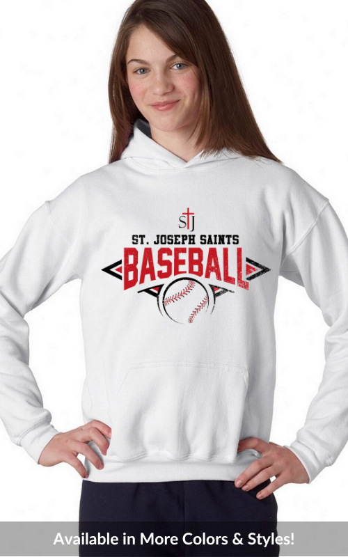 Youth Hooded Sweatshirt with Vinyl STJ Baseball Gildan 18500B