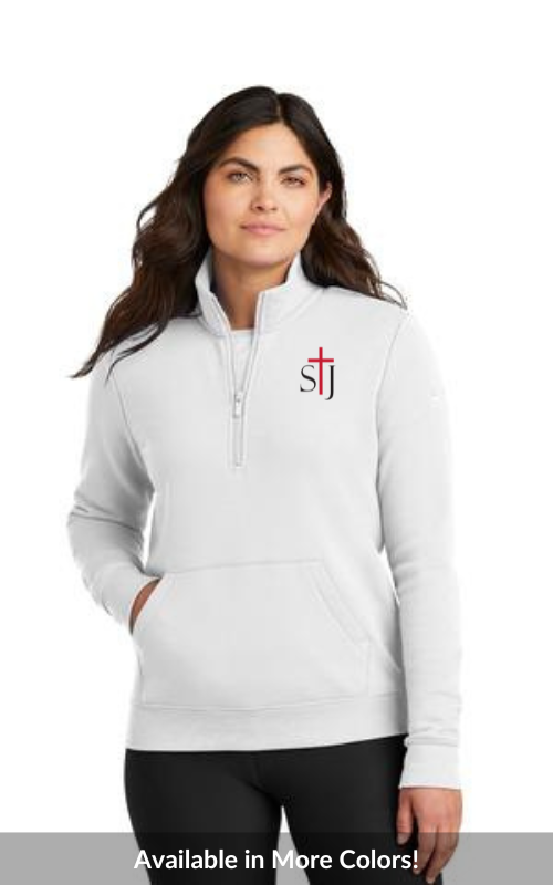 Womens Half Zip Club Fleece Jacket with Embroidered STJ Logo NKDX6720