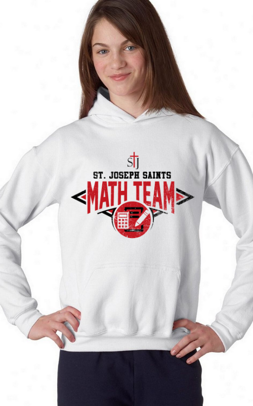 Youth Hooded Sweatshirt with Vinyl STJ Math Team Gildan 18500B