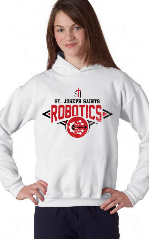 Youth Hooded Sweatshirt with Vinyl STJ Academic Team Logos 18500B