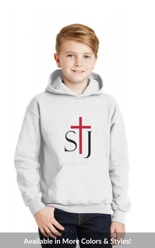 Youth Hooded Sweatshirt with Vinyl STJ Logo Gildan 18500B