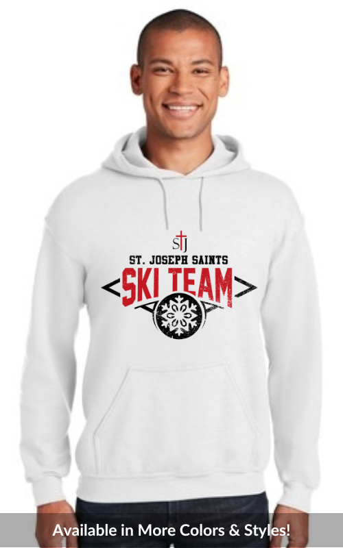 Adult Hooded Sweatshirt with Vinyl STJ Ski Team Gildan 18500