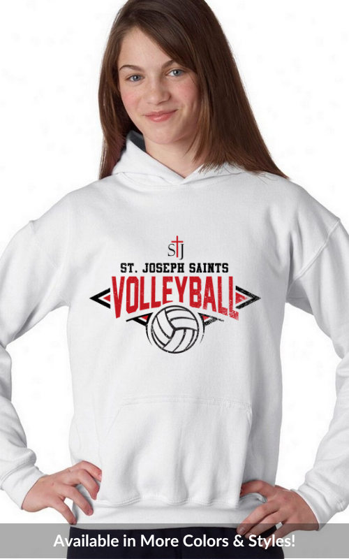 Youth Hooded Sweatshirt with Vinyl STJ Volleyball Gildan 18500B