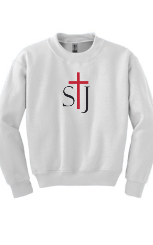 Youth Crewneck Sweatshirt with Vinyl STJ Logo Gildan 18000B