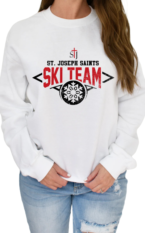 Adult Crewneck Sweatshirt with Vinyl STJ Ski Team Gildan 18000