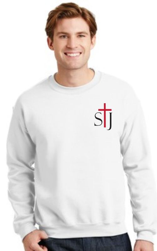 Adult Crewneck Sweatshirt with Embroidered STJ Logo 18000