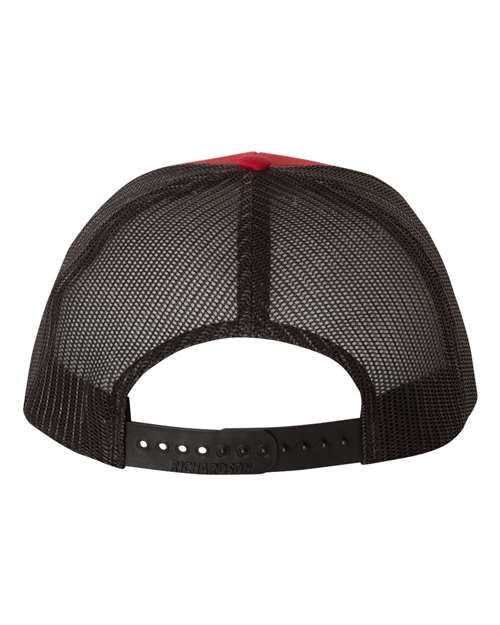 Adult Trucker Cap with Embroidered STJ Logo Red/Black Mesh 112