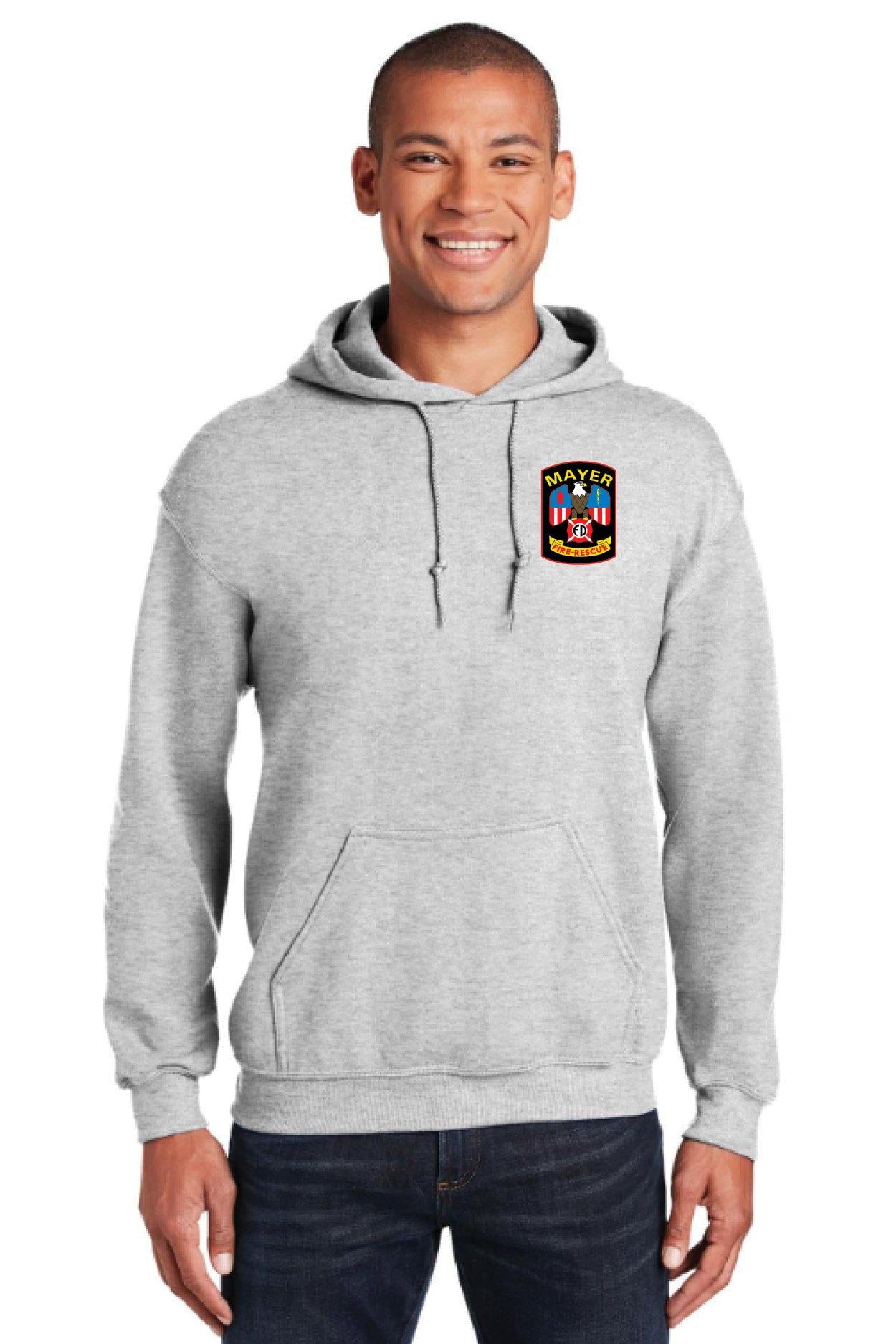 Pullover Hooded Sweatshirt with Embroidered Traditional Front Logo and Choice of Back Logo