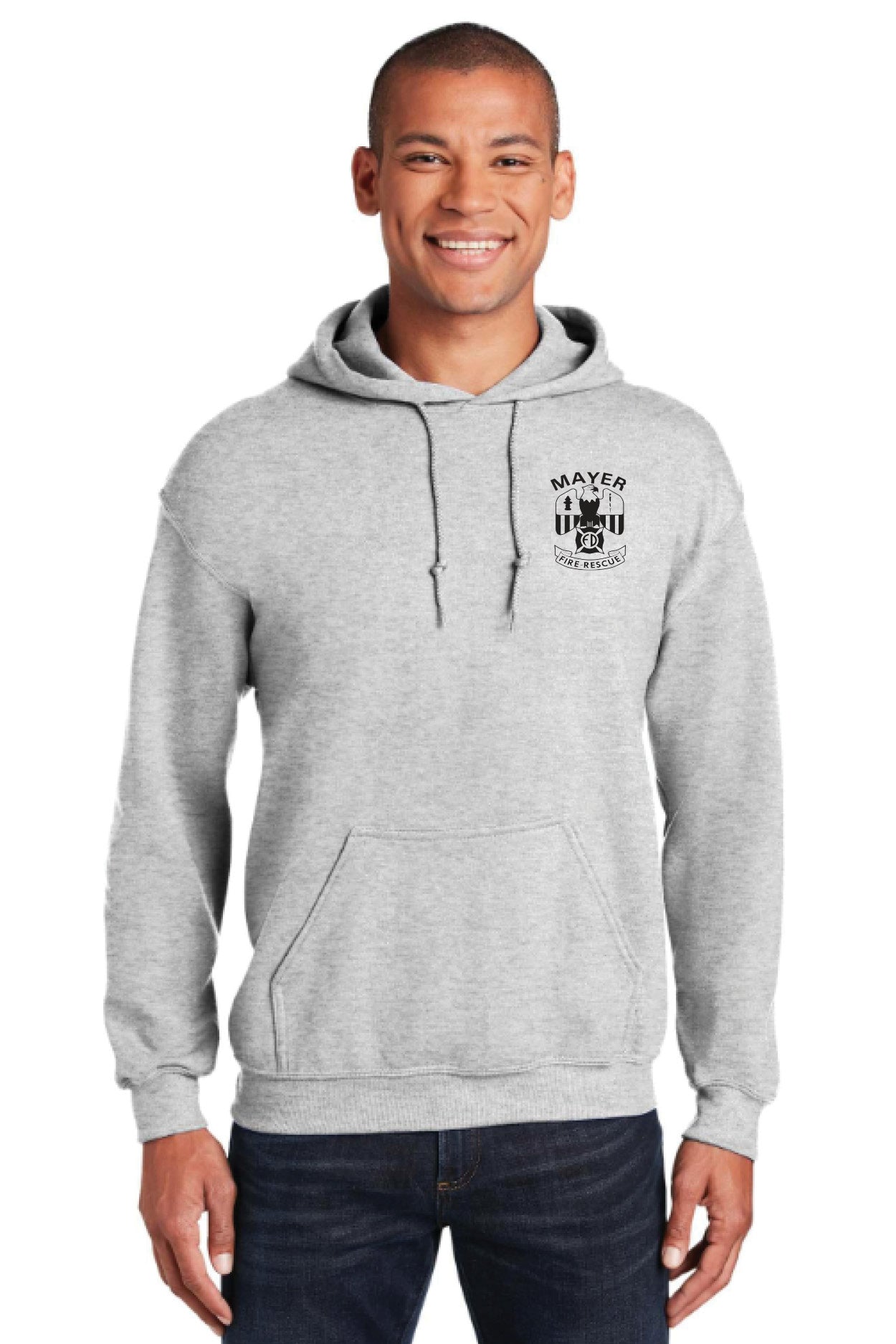 Pullover Hooded Sweatshirt with Traditional Front Logo and Choice of Back Logo