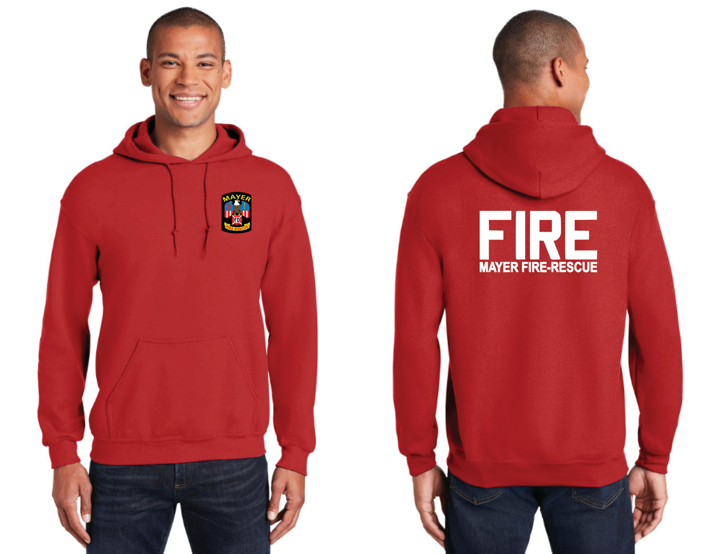 Pullover Hooded Sweatshirt with Embroidered Traditional Front Logo and Choice of Back Logo