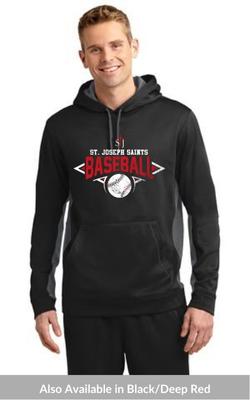 Adult Sport-Wick® Fleece Colorblock Hooded Pullover with Baseball Logo ST235