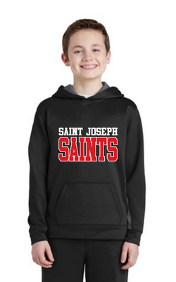 Youth Sport-Wick® Fleece Colorblock Hooded Pullover with vinyl St Josephs SAINTS Logo YST235