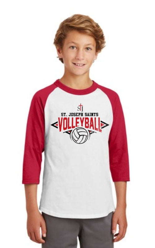 Youth Raglan 3/4 Sleeve Jersey Volleyball Logo YT200
