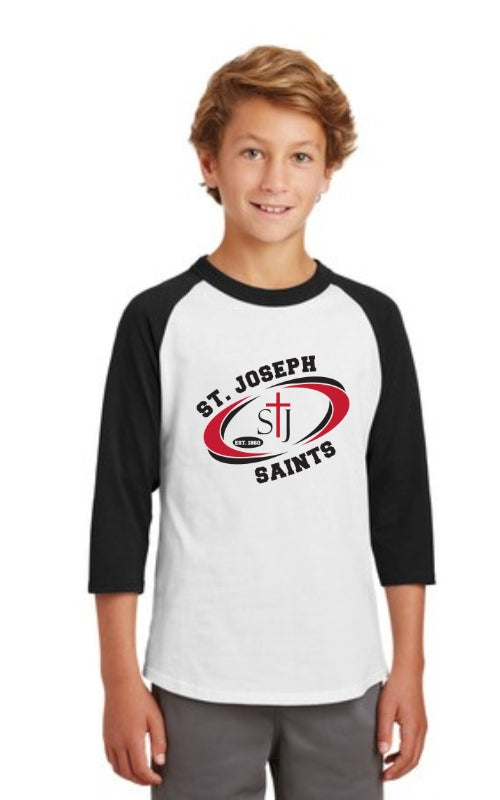 Youth Raglan 3/4 Sleeve Jersey with St Joseph Saints Logo YT200