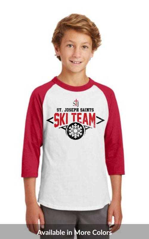 Youth Raglan 3/4 Sleeve Jersey with Ski Team Logo YT200