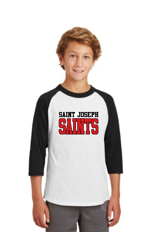 Youth Raglan 3/4 Sleeve Jersey with St Joseph SAINTS Logo YT200