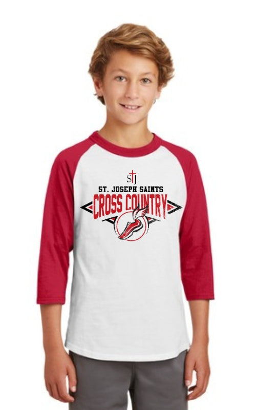 Youth Raglan 3/4 Sleeve Jersey with Cross Country Logo YT200