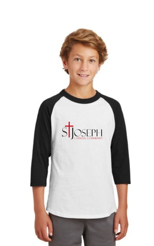 Youth Raglan 3/4 Sleeve Jersey with St Joseph Catholic Community Logo YT200