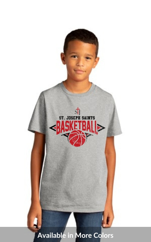 Youth Re-Tee ® Short Sleeve Tee with Basketball Logo DT8000Y