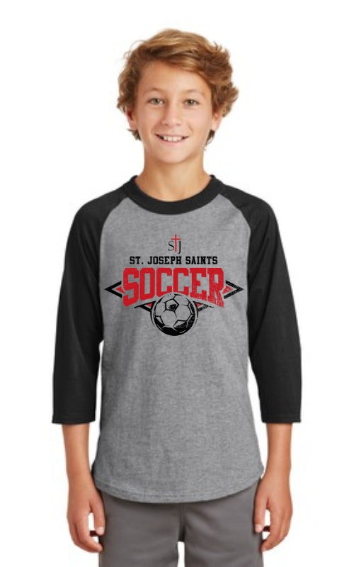 Youth Raglan 3/4 Sleeve Jersey with Soccer Logo YT200