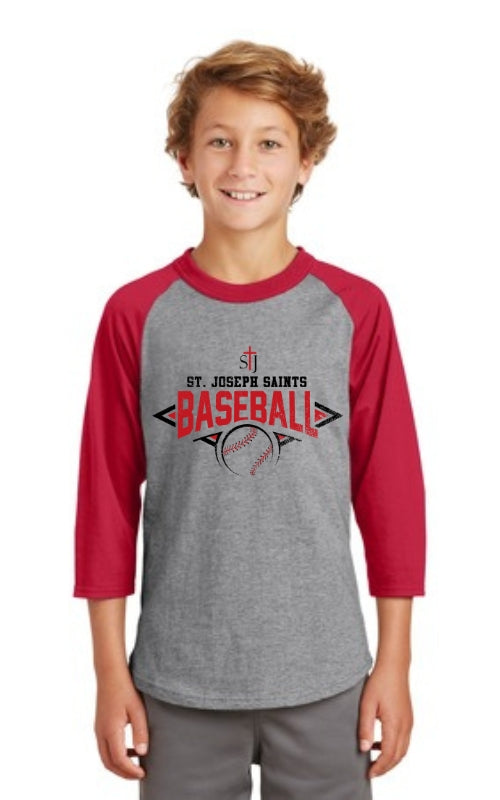 Youth Raglan 3/4 Sleeve Jersey with Baseball Logo YT200